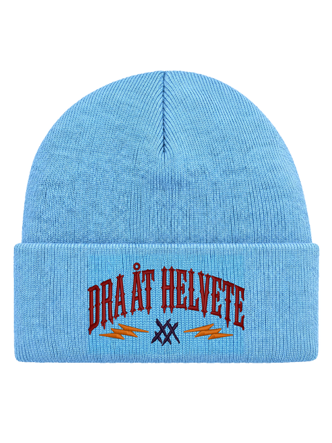 DAH FRONT HCB-BBL-DAH | Dra åt helvete – Baby Blue Hatitude Cuffed Beanie | 10.5x5.56cm