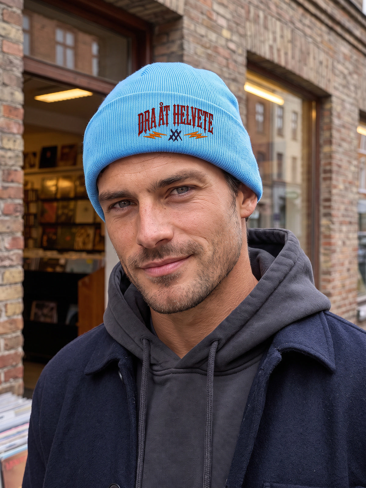 DAH PERSON HCB-BBL-DAH | Dra åt helvete – Baby Blue Hatitude Cuffed Beanie | 10.5x5.56cm