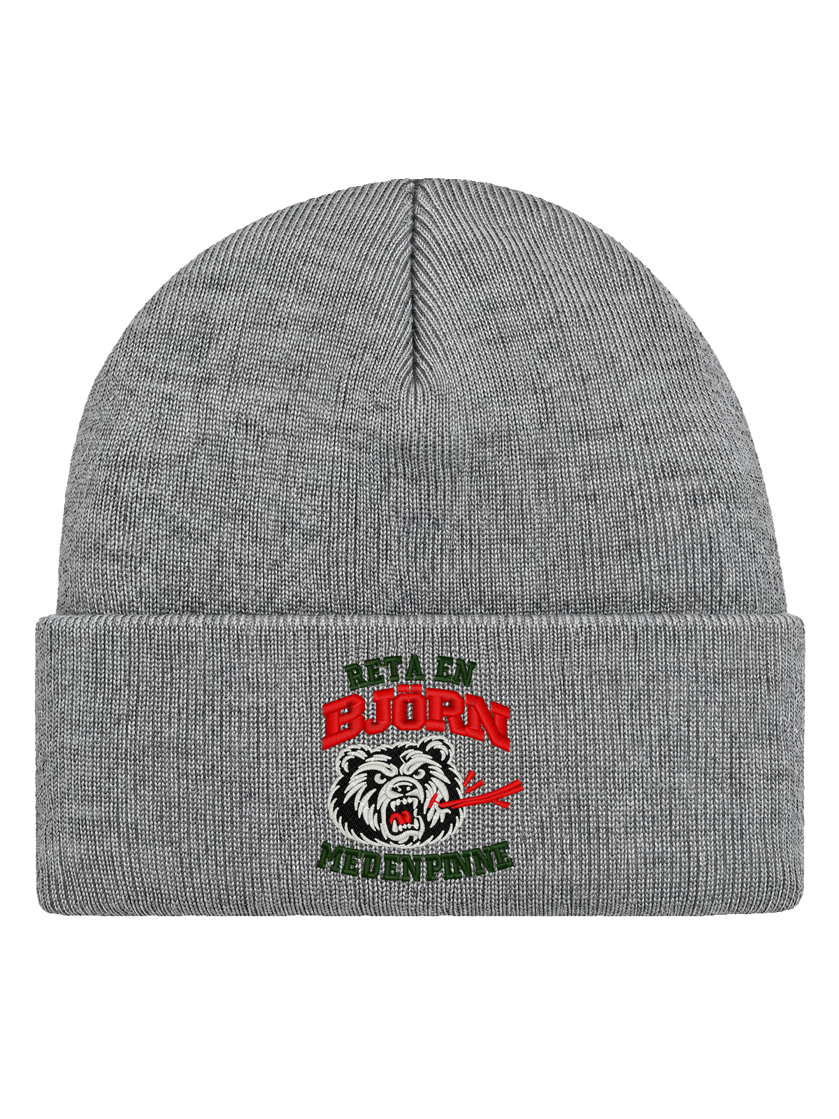 Reta en björn med en pinne – Hatitude Cuffed Beanie – Heather Grey – produktbild