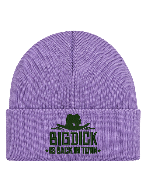 BDIBIT FRONT HCB-LAV-BDIBIT | Big Dick Is Back In Town – Lavendel Hatitude Cuffed Beanie | 8.5x6cm | Fast mössmall