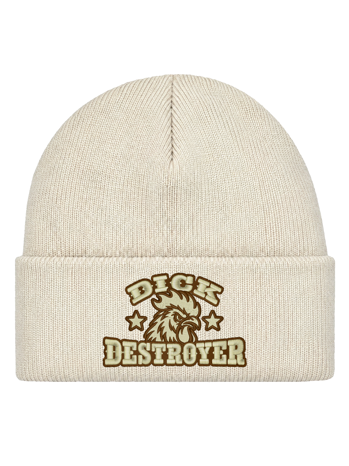 DD FRONT HCB-OFW-DD – Hatitude Cuffed Beanie Offwhite – produktbild med originalbrodyr
