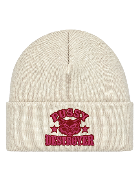 Pussy Destroyer – Hatitude Cuffed Beanie – Offwhite – produktbild