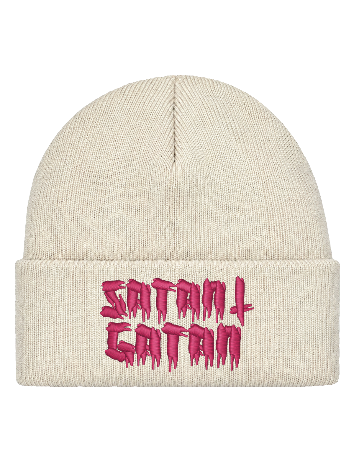 Satan i gatan – Hatitude Cuffed Beanie – Offwhite – produktbild