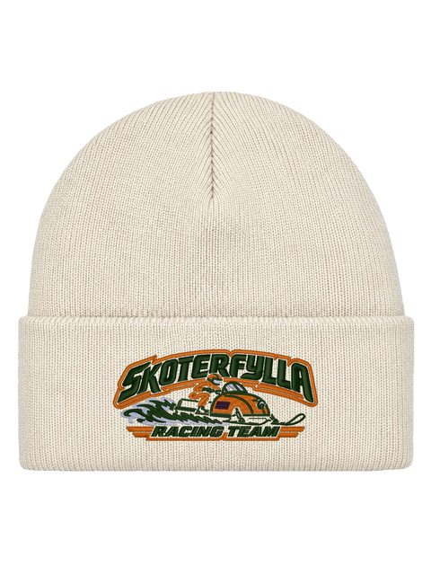 SRT FRONT HCB-OFW-SRT | Skoterfylla Racing Team – Offwhite Hatitude Cuffed Beanie | 10.56x4.70cm