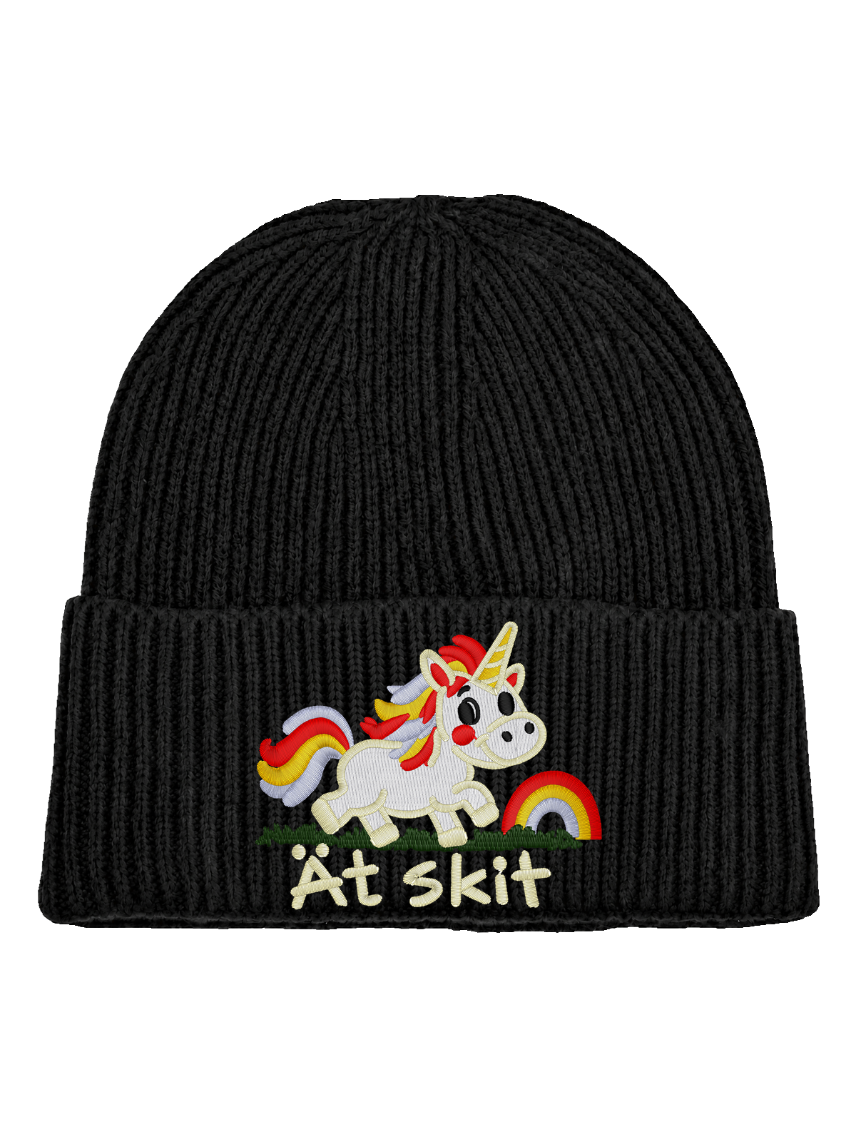 Ät skit – Hatitude Oversized Cuffed Beanie – Svart – produktbild
