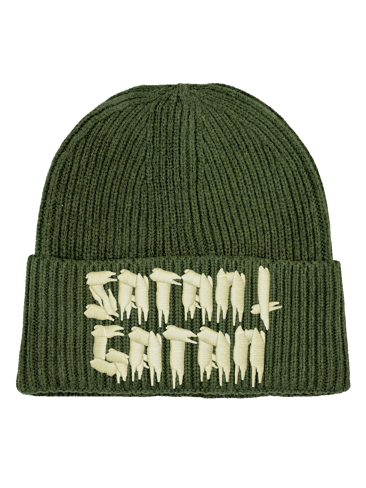 Satan i gatan – Hatitude Oversized Cuffed Beanie – Olivgrön – produktbild