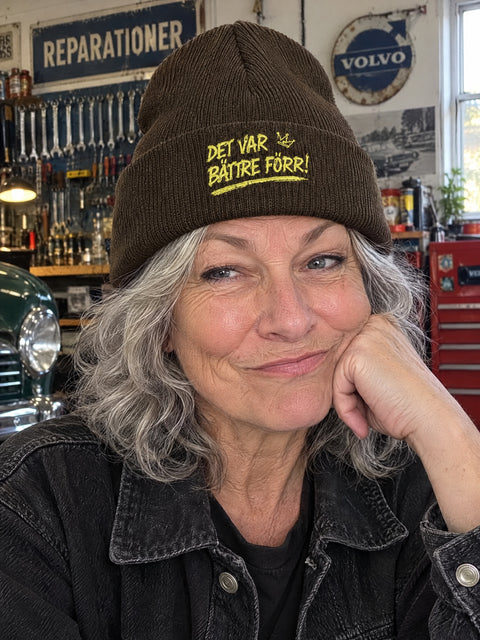 Det var bättre förr! – brun Cuffed Beanie på vuxen person.
