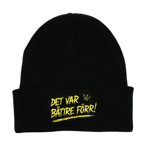 Svart Det var bättre förr-mössa med gul brodyr