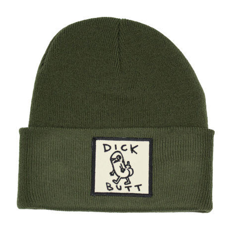 Olivgrön Dick Butt-mössa med offwhite och svart twillpatch
