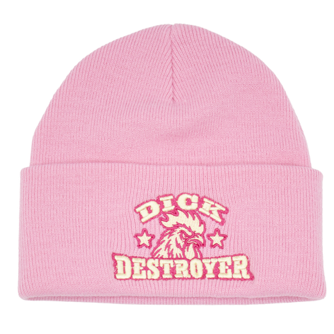 Rosa Dick Destroyer-mössa med creme och mörkrosa brodyr