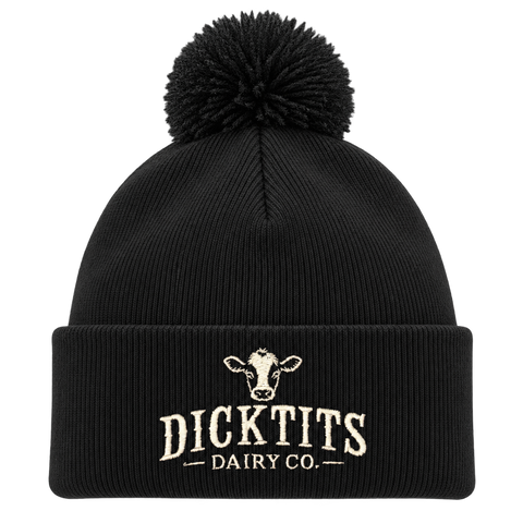 Dicktits Dairy Co. – Svart Pom Pom Beanie