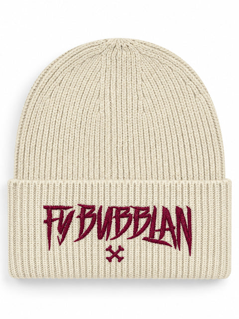 Fy bubblan – Hatitude Oversized Cuffed Beanie Havre, brodyr framifrån