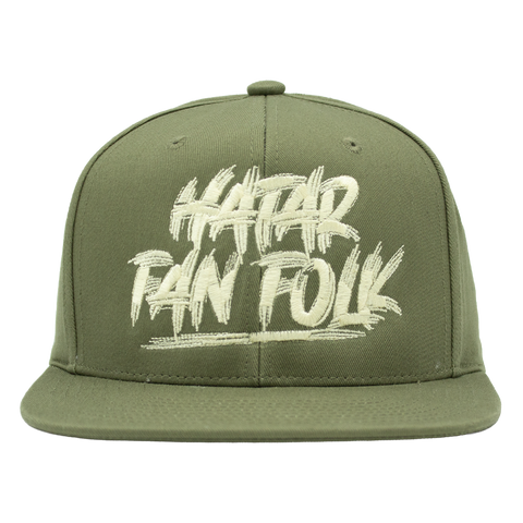 Hatar fan folk olivgrön Mitchell & Ness snapback framifrån