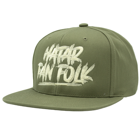 Hatar fan folk olivgrön Mitchell & Ness snapback sedd från vänster