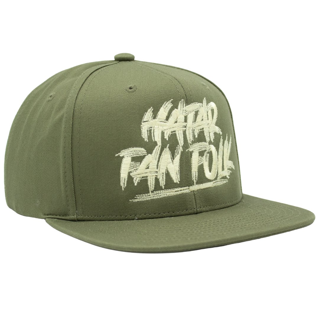 Hatar fan folk olivgrön Mitchell & Ness snapback sedd från höger