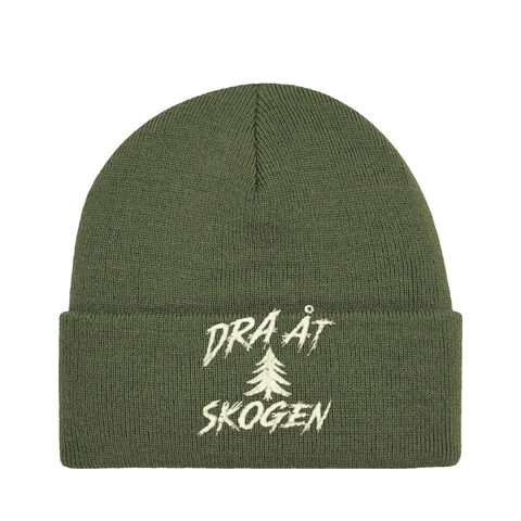 Dra åt skogen – Cuffed Beanie – produktbild på vit bakgrund
