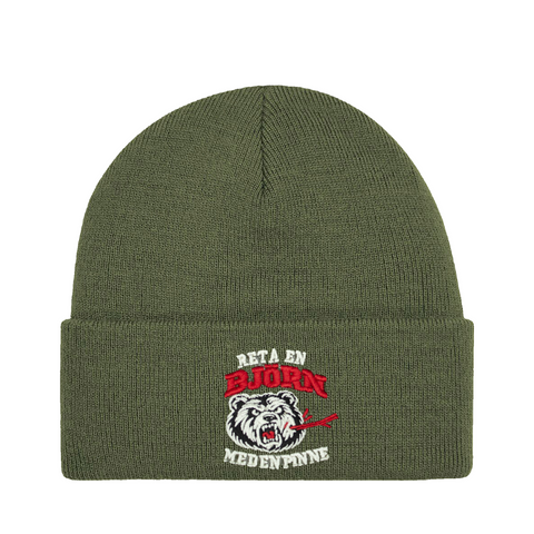 Reta en björn med en pinne – Cuffed Beanie – produktbild på vit bakgrund