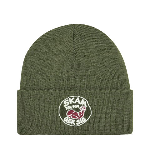 Skam den som ger sig – Cuffed Beanie – produktbild på vit bakgrund