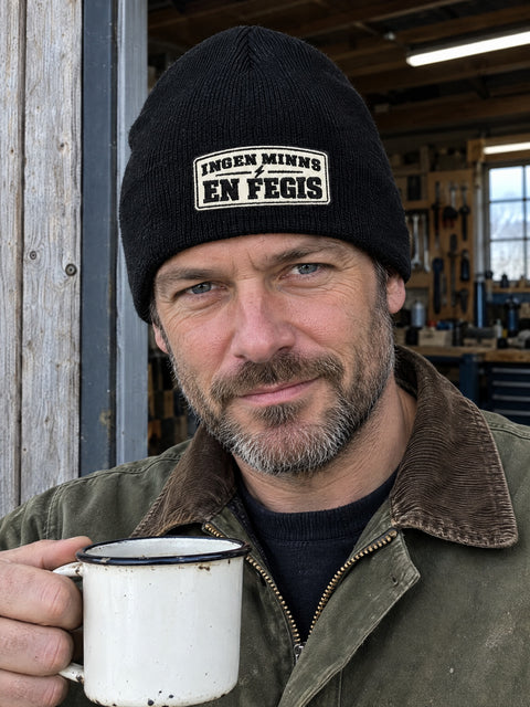 Ingen minns en fegis – Svart Beanie på person
