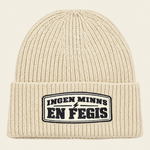 Ingen minns en fegis – havrefärgad oversized cuffed beanie