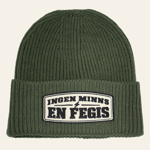 Ingen minns en fegis – olivgrön oversized cuffed beanie