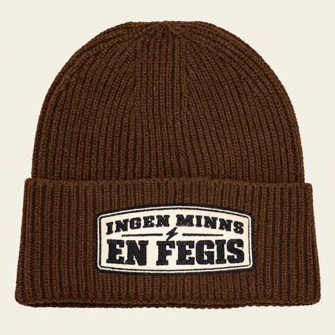 Ingen minns en fegis – valnötsbrun oversized cuffed beanie