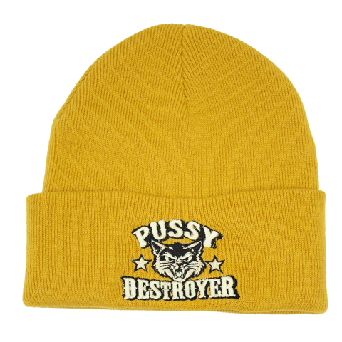 Gul Pussy Destroyer-mössa med creme och svart brodyr