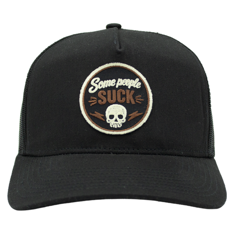 Some People Suck – svart Apex Trucker framifrån