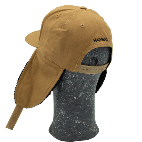 Spark Swedish Kick – brun Apex Snapback med öronvärmare nedfällda, bakifrån