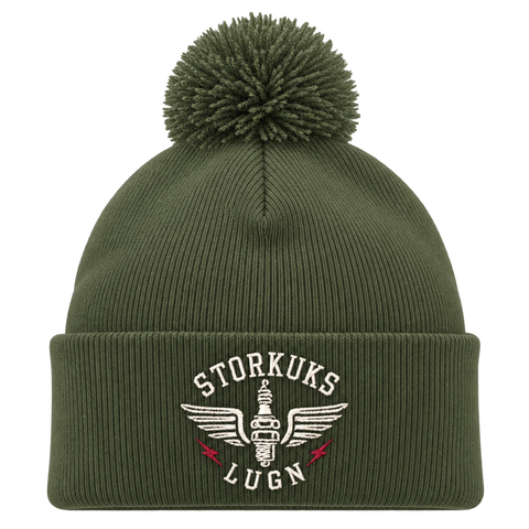 Storkuks Lugn – Mossgrön Pom Pom Beanie
