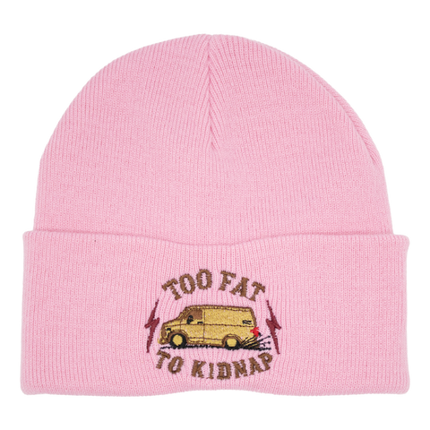 Too Fat To Kidnap mössa i rosa med multifärgad brodyr