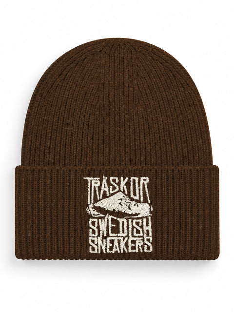 Träskor Swedish Sneakers – Hatitude Oversized Cuffed Beanie Valnöt, brodyr framifrån