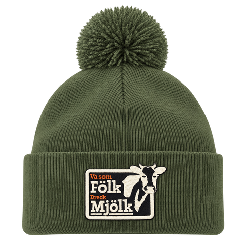 Va som Fölk Dreck Mjölk – Mossgrön Pom Pom Beanie