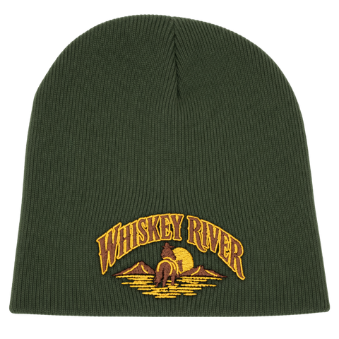 Whiskey River – Olivgrön Hatitude Beanie utan uppvik, produktmockup