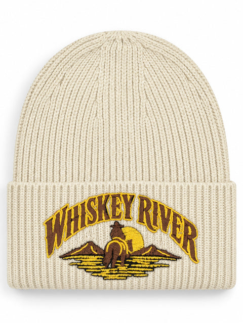 Whiskey River – Hatitude Oversized Cuffed Beanie Havre, brodyr framifrån