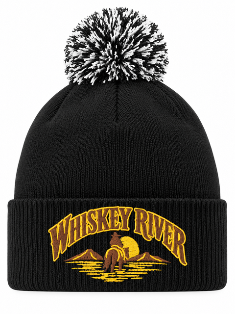 Whiskey River – Svart Pom Pom Beanie